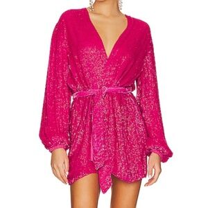Retrofete Gabrielle Hot Pink Sequin Robe Dress